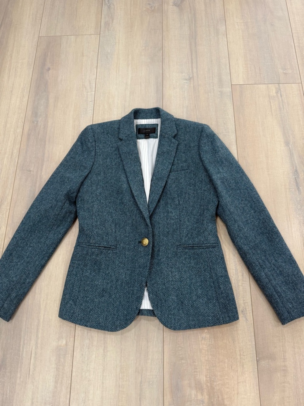 J. Crew Women's Herringbone Blazer in Dark Teal